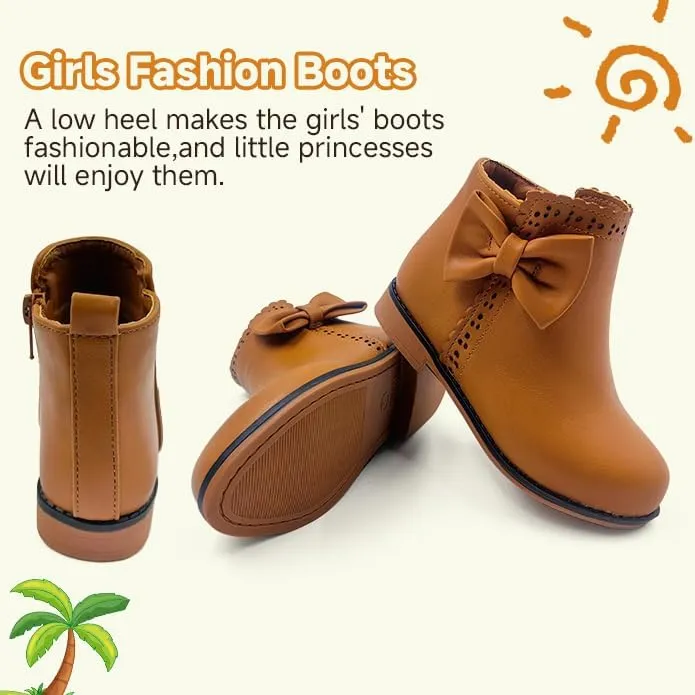 Girls Ankle Boots Fashion Boots for Girls with Zipper Short Suede Booties for Toddler/Little Kids