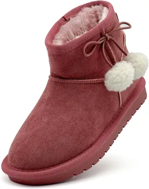 Girls Boots Kids Winter Snow Boots Faux Fur Lined Short Boots Fuzzy Warm Ankle Shoes for Little Big Kids Girls