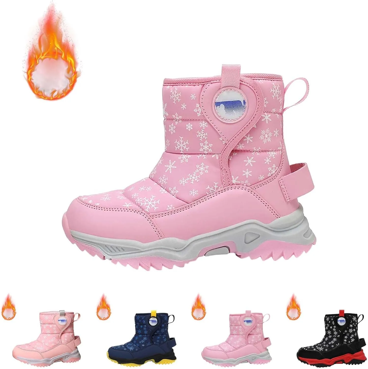 Girls Boys Snow Boots Outdoor Warm Comfortable Non Slip Mid Calf Padded Small Big Kids Winter Toddler Leopard Boots