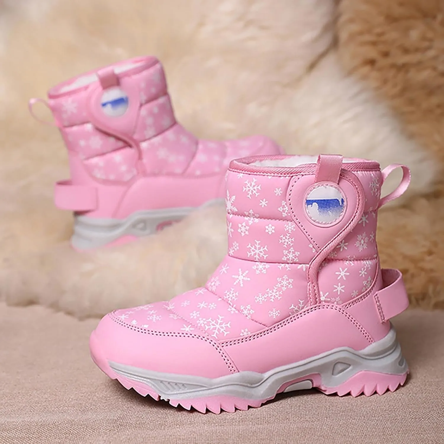 Girls Boys Snow Boots Outdoor Warm Comfortable Non Slip Mid Calf Padded Small Big Kids Winter Toddler Leopard Boots