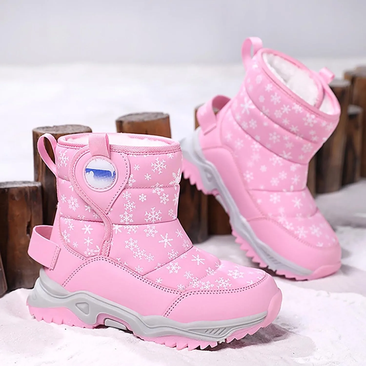 Girls Boys Snow Boots Outdoor Warm Comfortable Non Slip Mid Calf Padded Small Big Kids Winter Toddler Leopard Boots