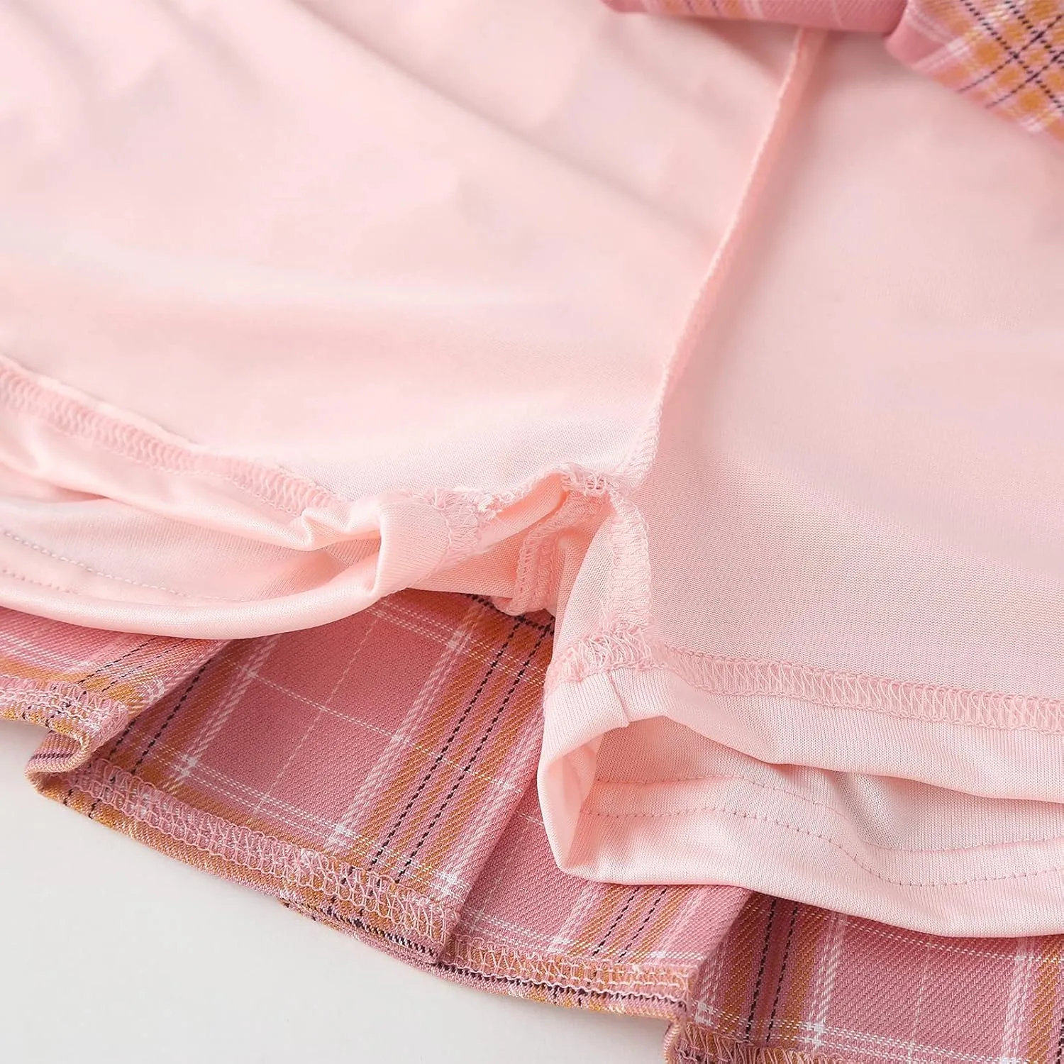 Girls' Pleated Plaid Mini Skirt with Shorts Girl Uniform School Tennis Skater Skirts Skort 2T-14Y