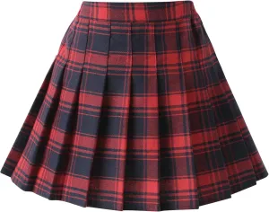 Girls' Pleated Plaid Mini Skirt with Shorts Girl Uniform School Tennis Skater Skirts Skort 2T-14Y