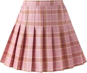 Girls' Pleated Plaid Mini Skirt with Shorts Girl Uniform School Tennis Skater Skirts Skort 2T-14Y