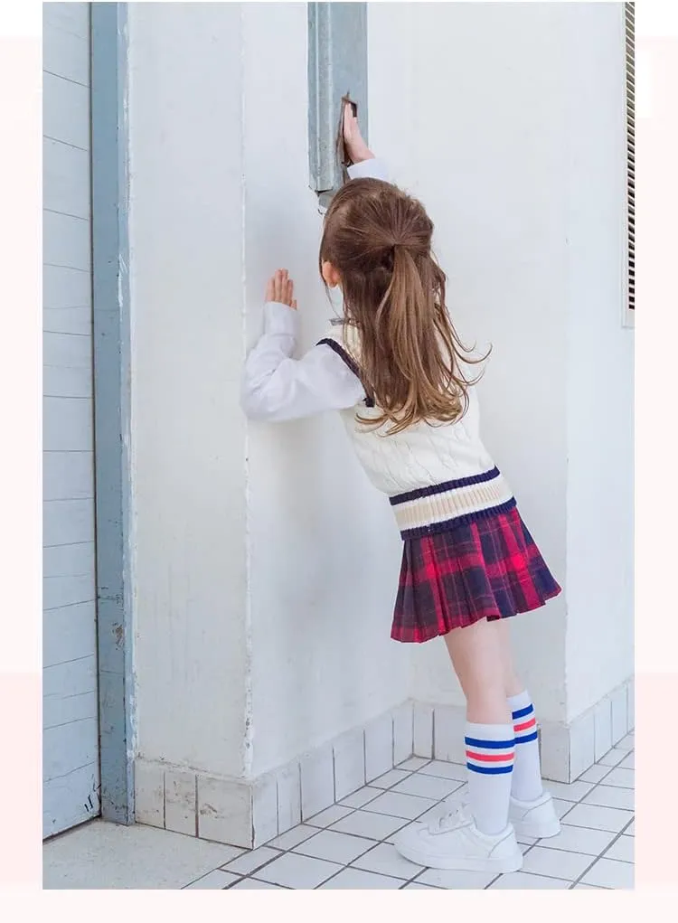 Girls' Pleated Plaid Mini Skirt with Shorts Girl Uniform School Tennis Skater Skirts Skort 2T-14Y