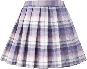 Girls' Pleated Plaid Mini Skirt with Shorts Girl Uniform School Tennis Skater Skirts Skort 2T-14Y