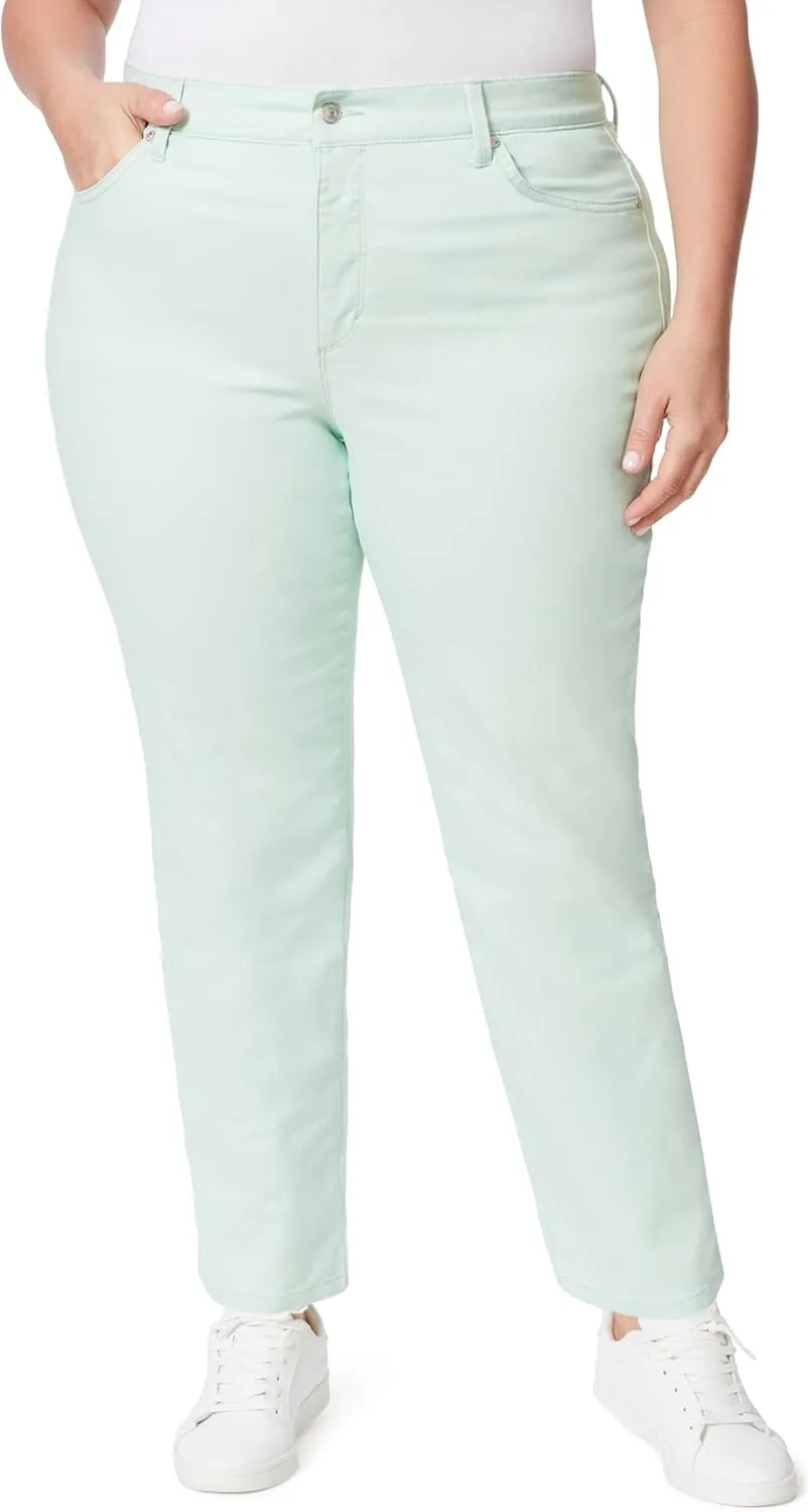 Gloria Vanderbilt Women's Plus Size Amanda Classic High Rise Tapered Jean, Jade Breeze