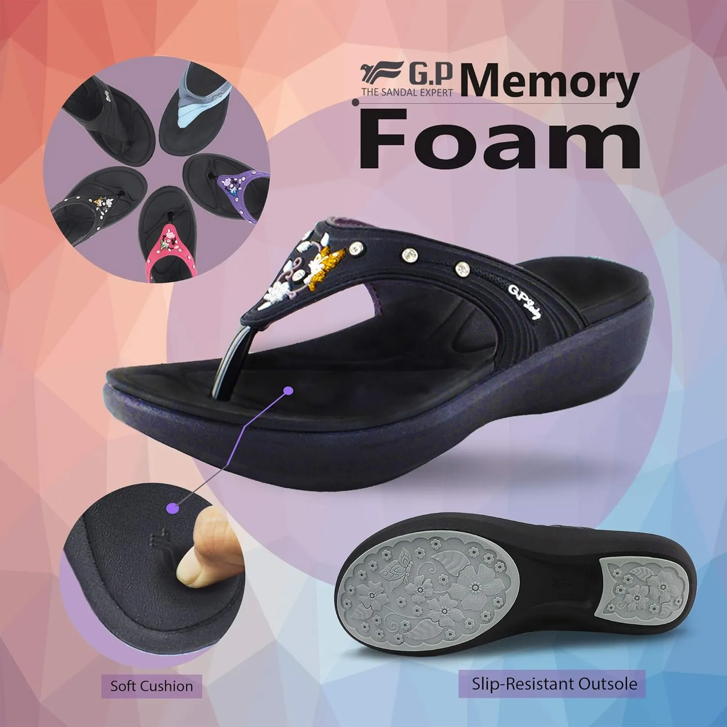 Gold Pigeon Shoes Platform Slide Sandals & Flip Flops for Women, Comfort Padded Foam Cushion
