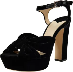 Goolita Bow Metallic Platform Heels for Women, Chunky Buckle Ankle Strap Heeled Sandals Sexy Peep Toe Wedding Bridal Shoes