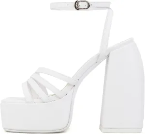 Goolita Summer Open Square Toe Chunky Platform Heels For Women Buckle Ankle Strap Heeled Sandals Slingback Dress Party Shoes