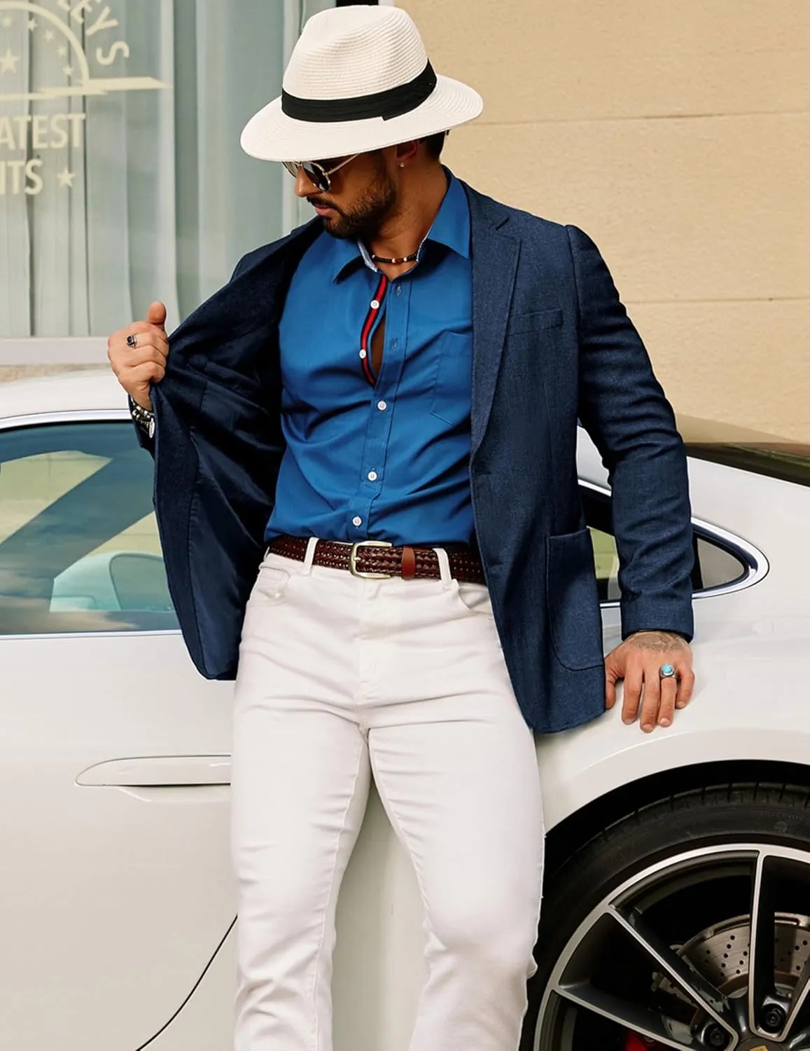 GRACE KARIN Men's Casual Blazer Suit Jackets 2 Button Lightweight Sport Coats