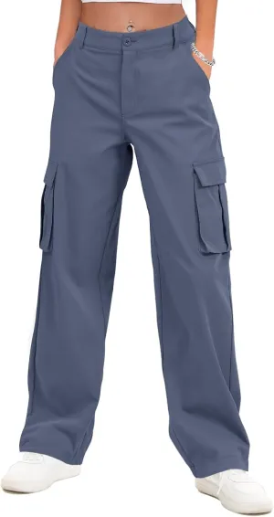 Gracyoga Cargo Pants for Women High Waisted Wide Leg Casual Pants Y2k Streetwear Trousers with 6 Pockets