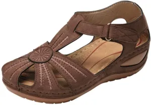 GUNIYIFS Womens Close Toed Sandals Flats Beach Wedge Sandals with Arch Support for Women Summer Casual Comfy Orthotic Shoes