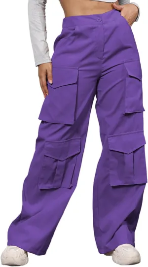 Halfword Women Cargo Pants Athletic Hiking Elastic Waist Casual Relaxed Fit Jogger Pants with Pockets