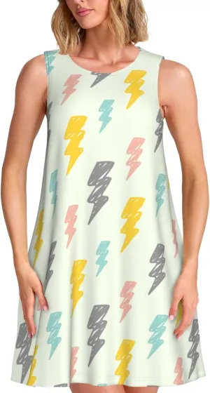 Halloween Spider Web Women's Sleeveless Dress Knee Length Dresses with Pockets Summer Shirt for Travel Office Beach