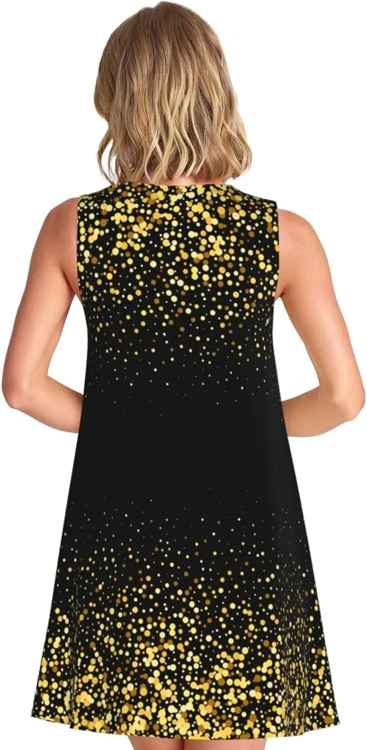 Halloween Spider Web Women's Sleeveless Dress Knee Length Dresses with Pockets Summer Shirt for Travel Office Beach
