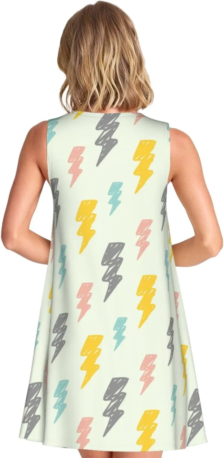 Halloween Spider Web Women's Sleeveless Dress Knee Length Dresses with Pockets Summer Shirt for Travel Office Beach