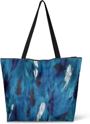 Halloween Sugar Skull Women Tote Paper Bag, Tribal Geometric Stripe Hand Bag, Marble Tile Commute Bag for Work