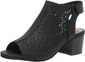 Heeled Sandals for Women Cut Out Peep Toe Summer Chunky Stacked Heel Slingback Ankle Strap Booties, Comfortable Open Toe Heeled Mules Chunky Block Low Heel Slip On Slides