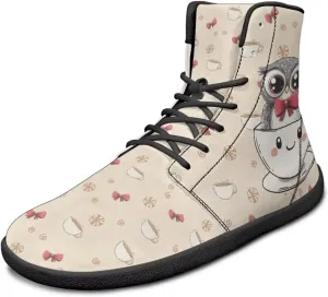 High Top Bird Pattern Ultra-Light Barefoot Shoes Men Wide Toe Box Boots Zero-Drop Running Sneaker