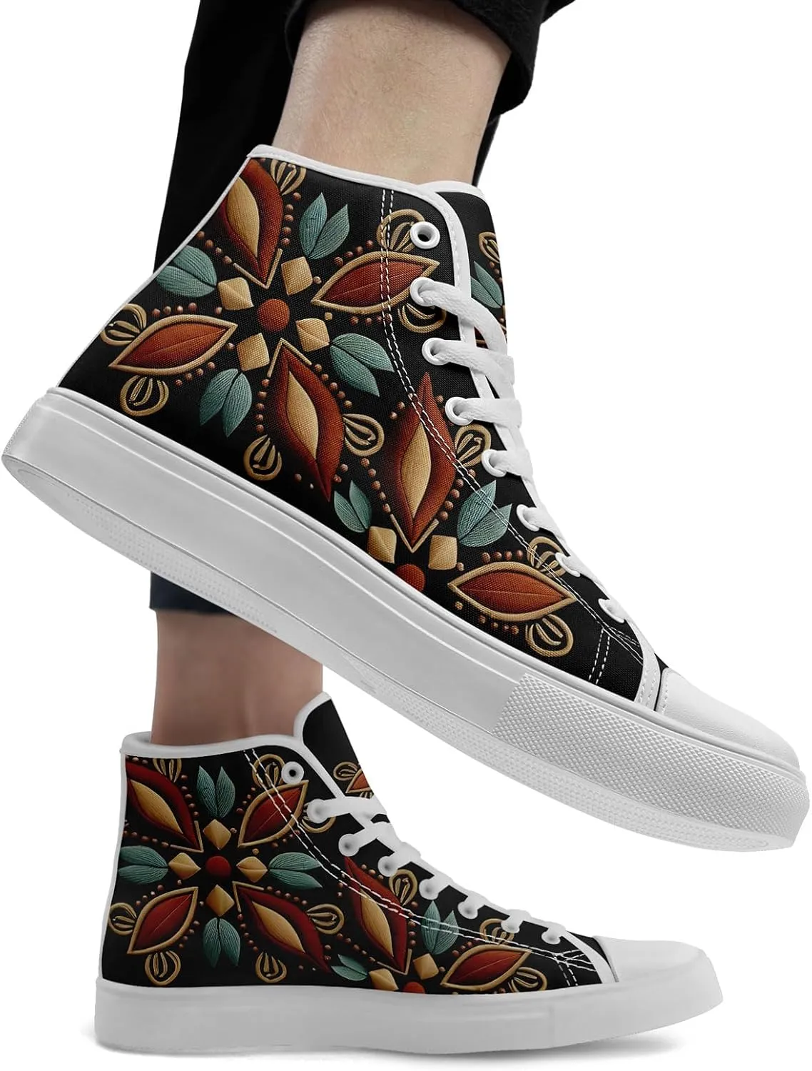 High Top Sneakers for Women Men Canvas Shoes Lightweight Printed Lace Up Fashion Casual Walking Shoes Street Footwear
