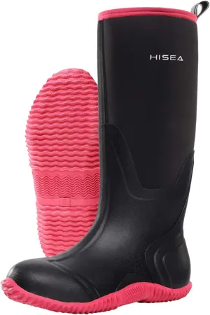 HISEA Women's Rain Boots, Knee High Rubber Boots Waterproof Insulated Neoprene Mud Boots, Anti-Slip Outdoor Work Boots for Hunting Gardening Farming Yard Working, Size 6-11