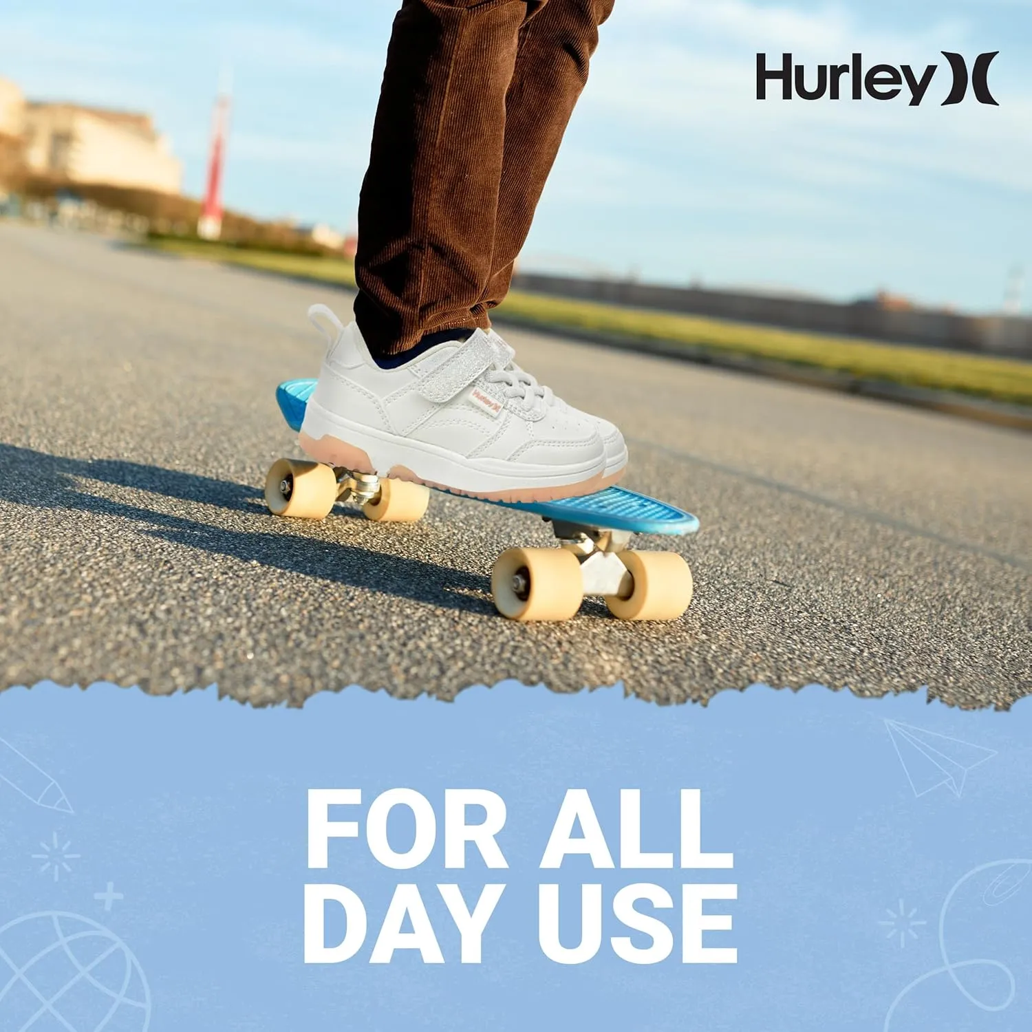 Hurley Kids Sneaker Rexx with Adjustable Strap, Perfect for Any Activity, All Comfort and Support - Boys and Girls