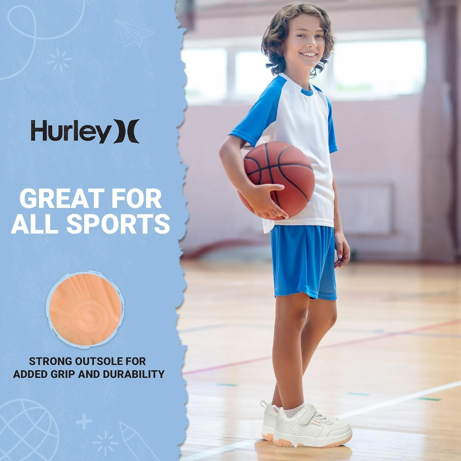 Hurley Kids Sneaker Rexx with Adjustable Strap, Perfect for Any Activity, All Comfort and Support - Boys and Girls