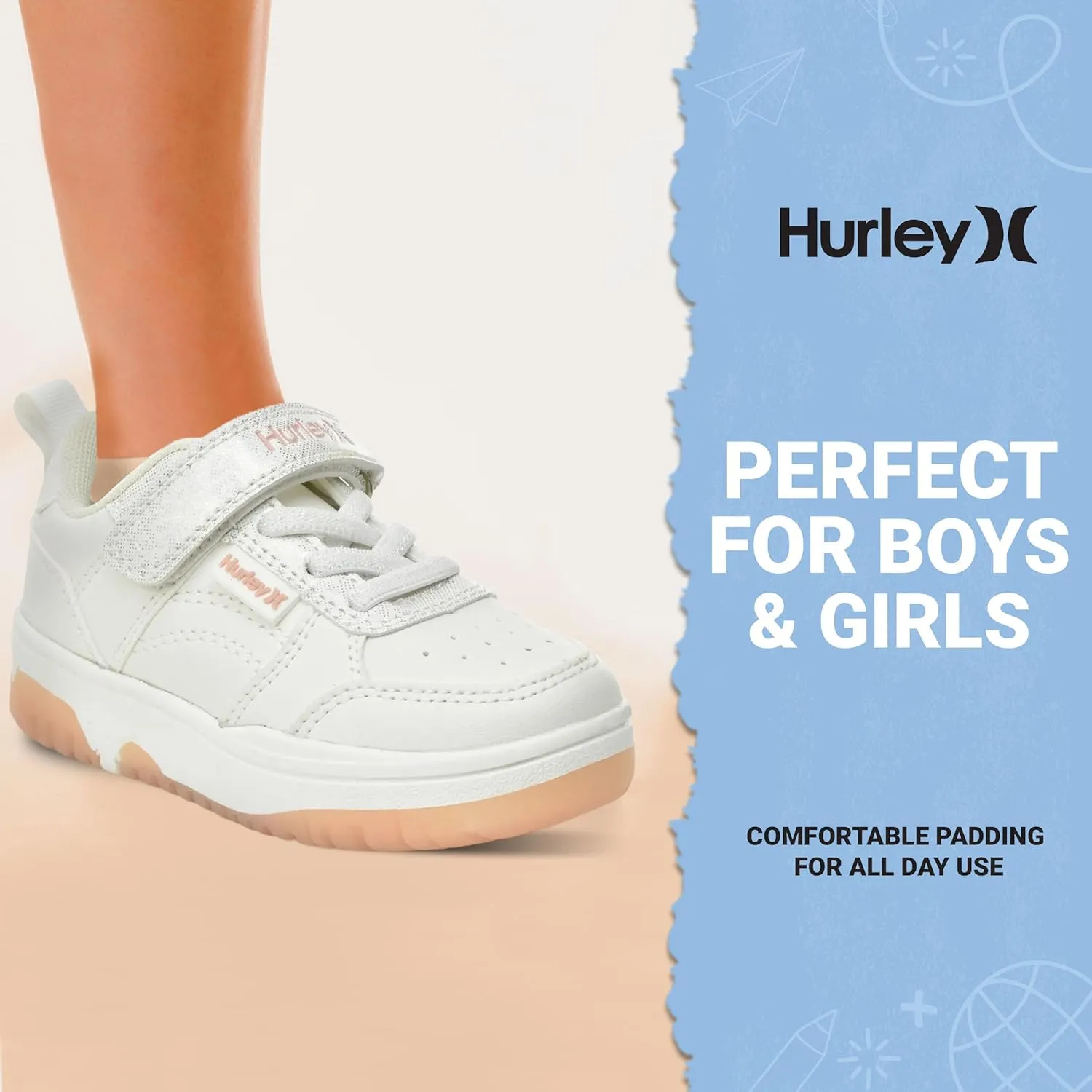Hurley Kids Sneaker Rexx with Adjustable Strap, Perfect for Any Activity, All Comfort and Support - Boys and Girls