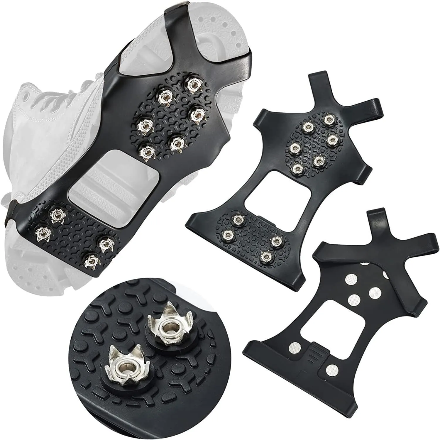 ice Cleats for Shoes and Boots crampons - ice Spikes for Boots Traction Cleats for Ice, Snow, and Outdoor Activities - Durable and Easy to Use