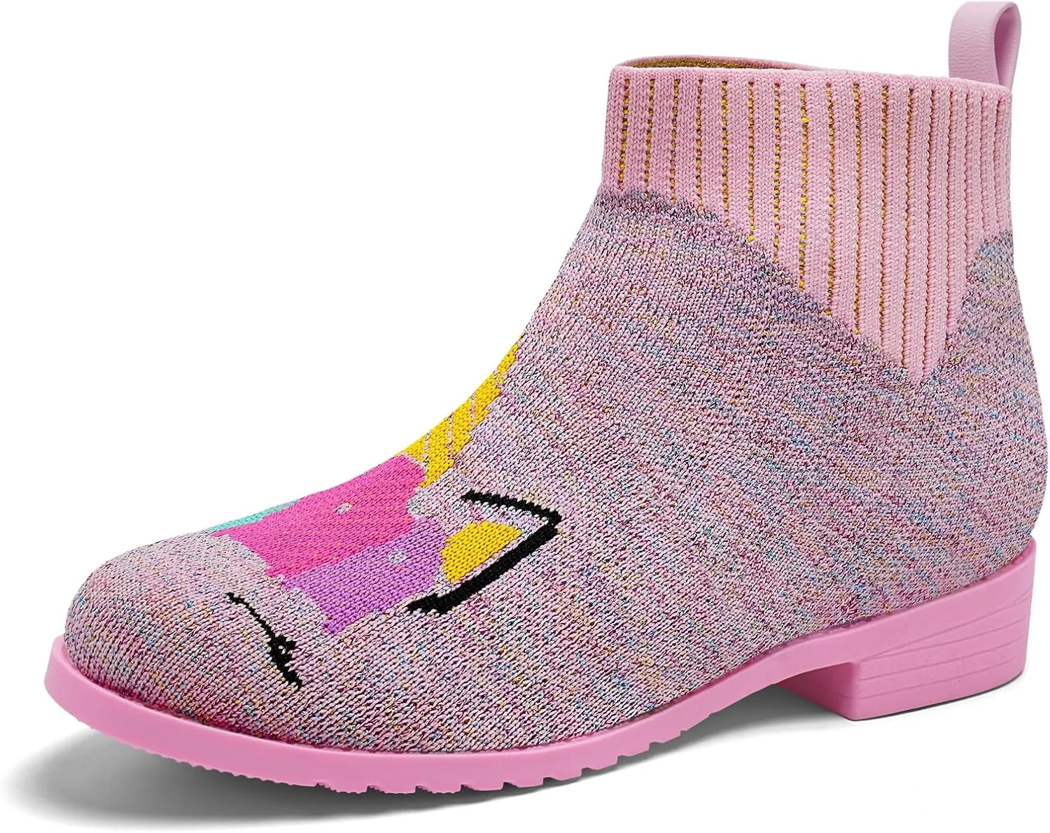 IceUnicorn Girls Chelsea Boots Knit Sock Ankle Boots Slip On Short Booties Girls Low Heel Boots for Little Kid/Big Kid