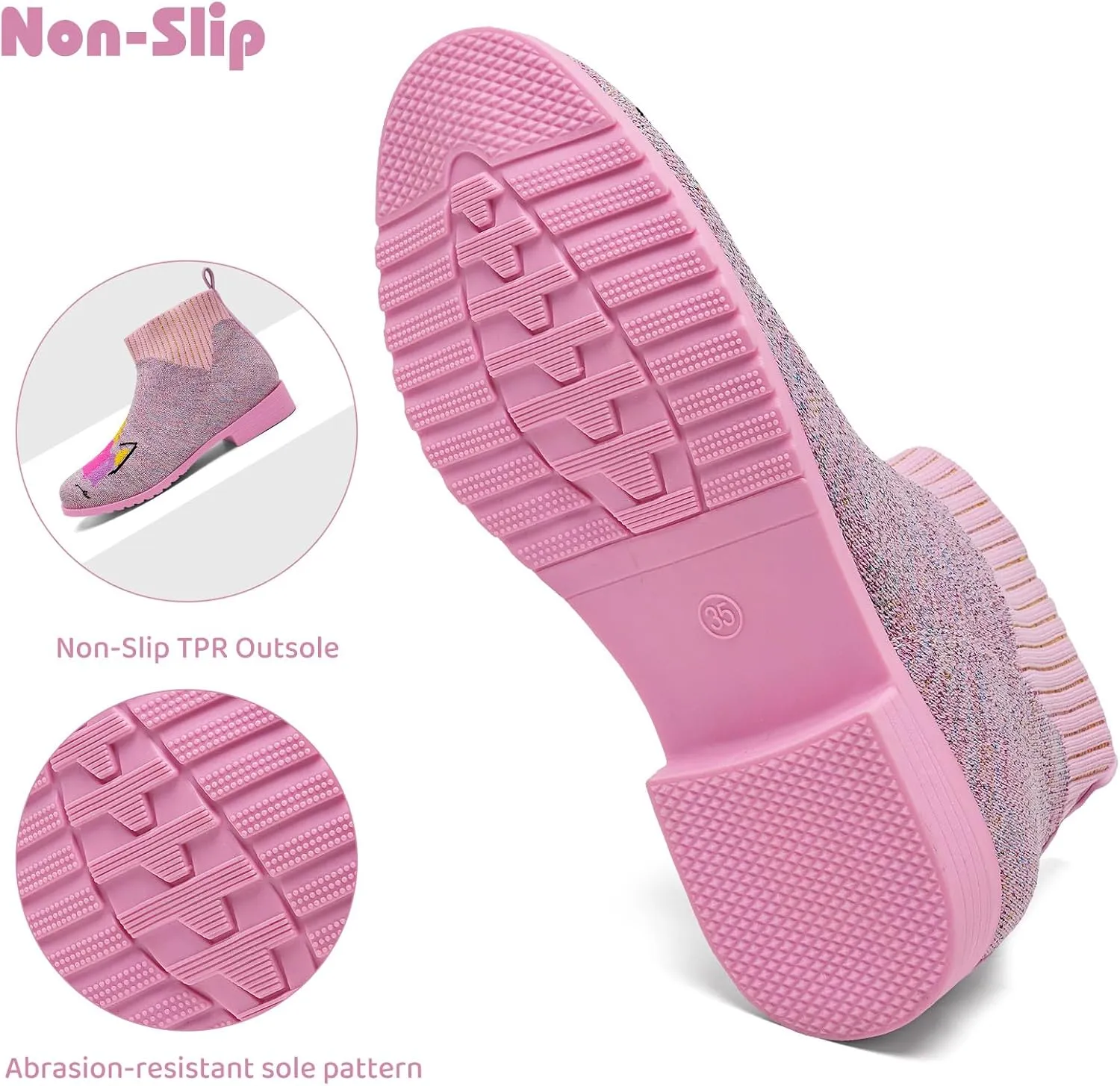 IceUnicorn Girls Chelsea Boots Knit Sock Ankle Boots Slip On Short Booties Girls Low Heel Boots for Little Kid/Big Kid