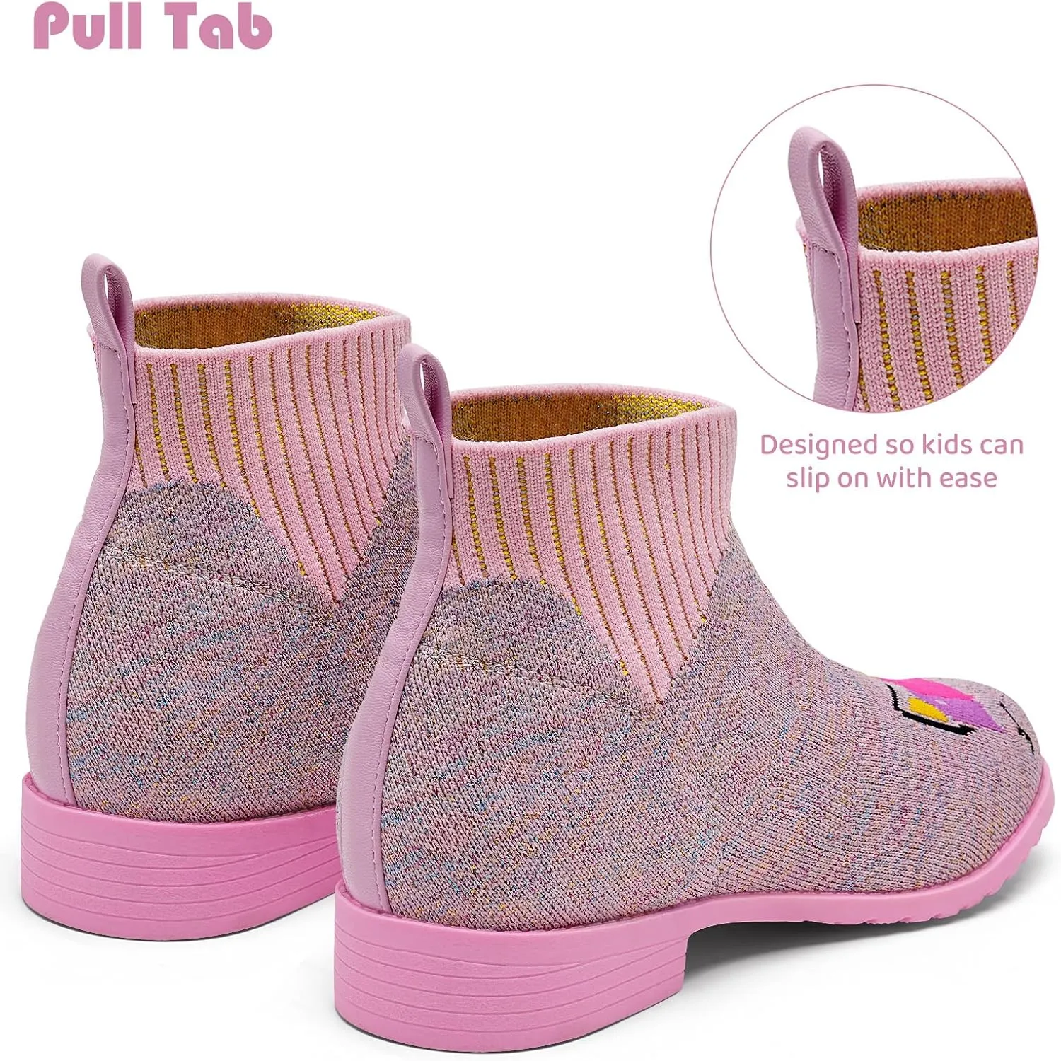 IceUnicorn Girls Chelsea Boots Knit Sock Ankle Boots Slip On Short Booties Girls Low Heel Boots for Little Kid/Big Kid