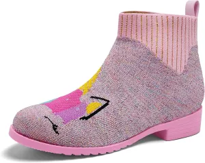 IceUnicorn Girls Chelsea Boots Knit Sock Ankle Boots Slip On Short Booties Girls Low Heel Boots for Little Kid/Big Kid