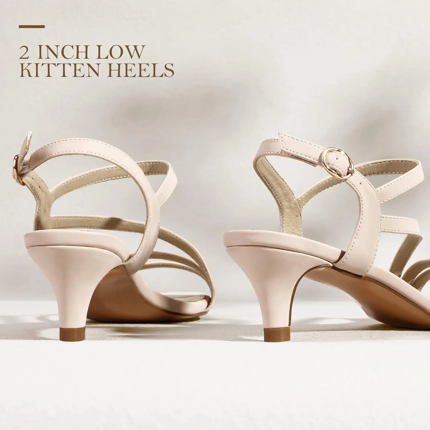 IDIFU Women's Dressy Strappy 2 Inch Low Kitten Heel Open Toe Sandals Dress Shoes for Woman Lady in Bridal Dance Evening