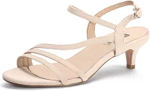 IDIFU Women's Dressy Strappy 2 Inch Low Kitten Heel Open Toe Sandals Dress Shoes for Woman Lady in Bridal Dance Evening