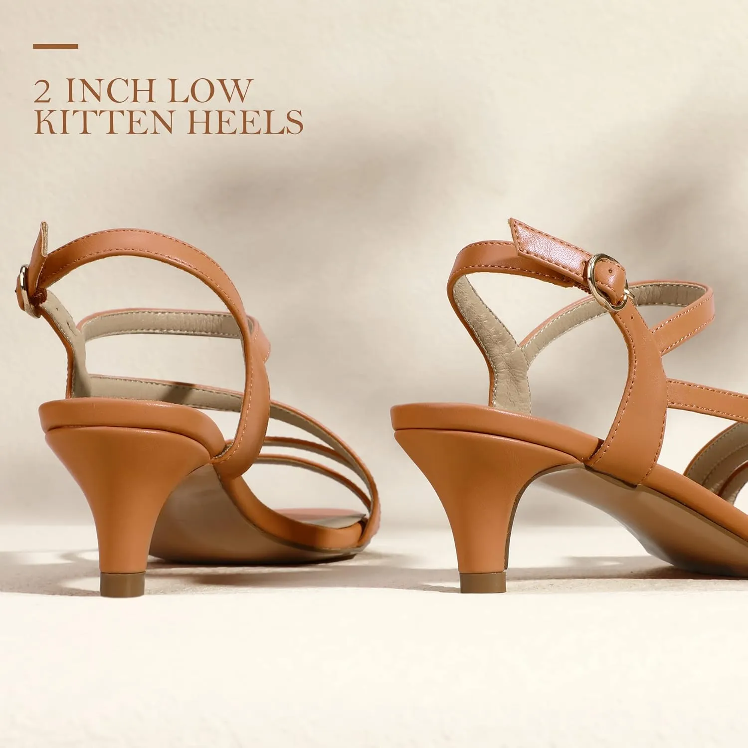 IDIFU Women's Dressy Strappy 2 Inch Low Kitten Heel Open Toe Sandals Dress Shoes for Woman Lady in Bridal Dance Evening