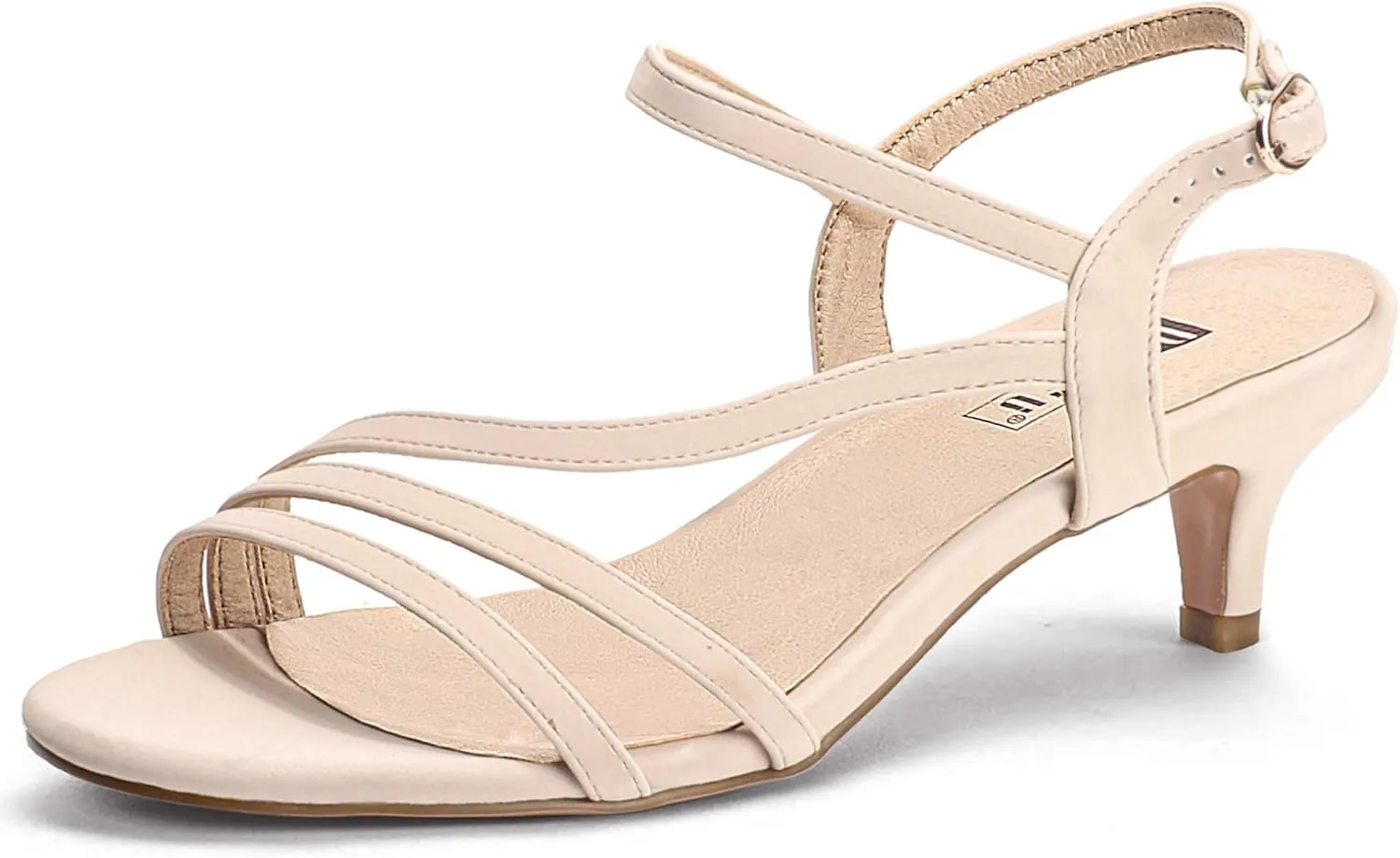 IDIFU Women's Dressy Strappy 2 Inch Low Kitten Heel Open Toe Sandals Dress Shoes for Woman Lady in Bridal Dance Evening