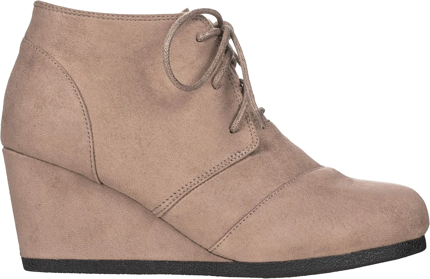 ILLUDE Women's Round Toe Lace Up Wedge Heels Suede Ankle Boots Booties