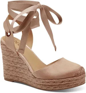 INC Womens Maisie Faux Suede Padded Insole Wedge Sandals Beige 10 Medium (B,M)