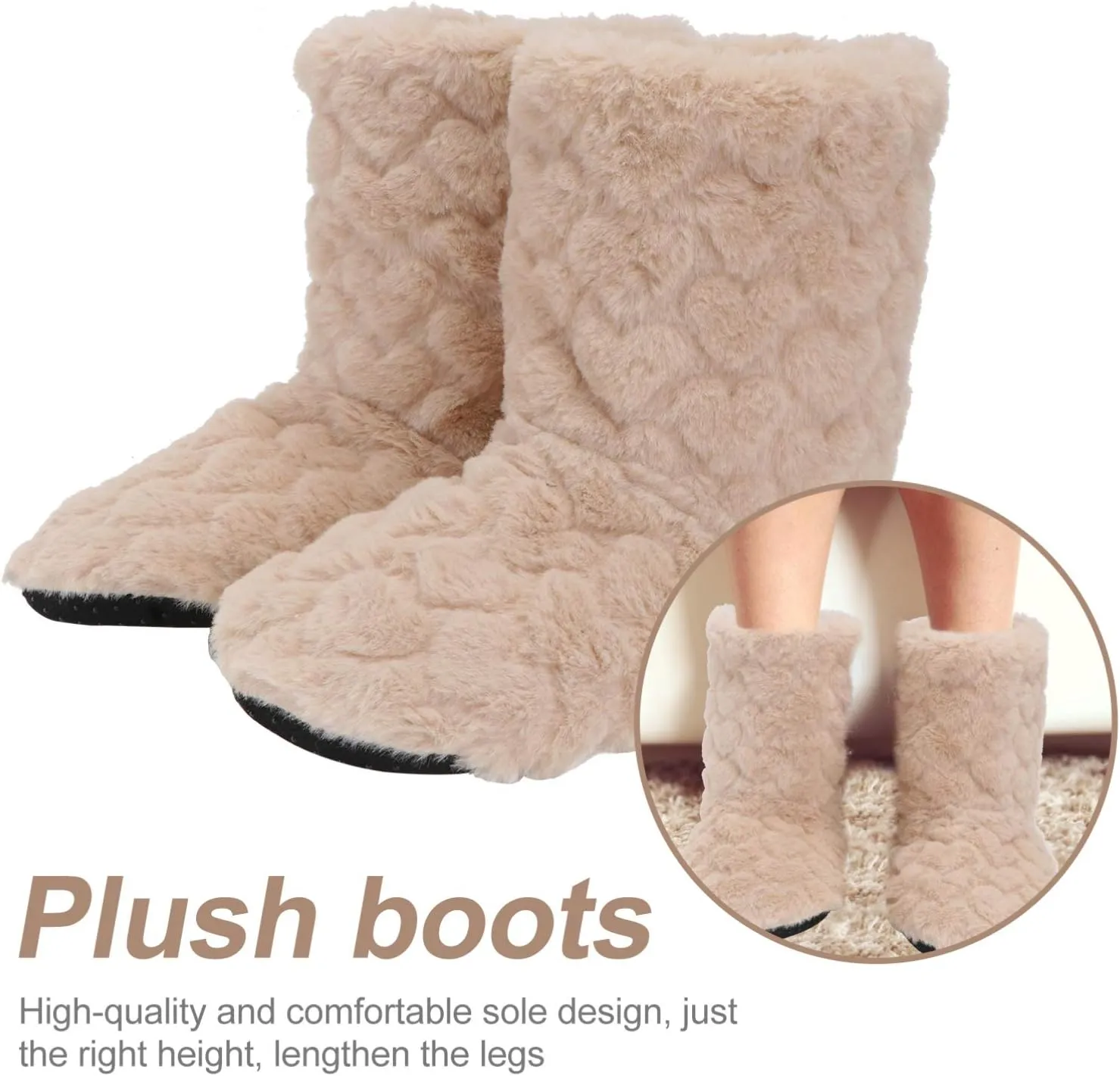 Indoor Warm Floor Footwear Thickened High Tube Floor Boots Furry House Anti- slip Slippers For Lady Women