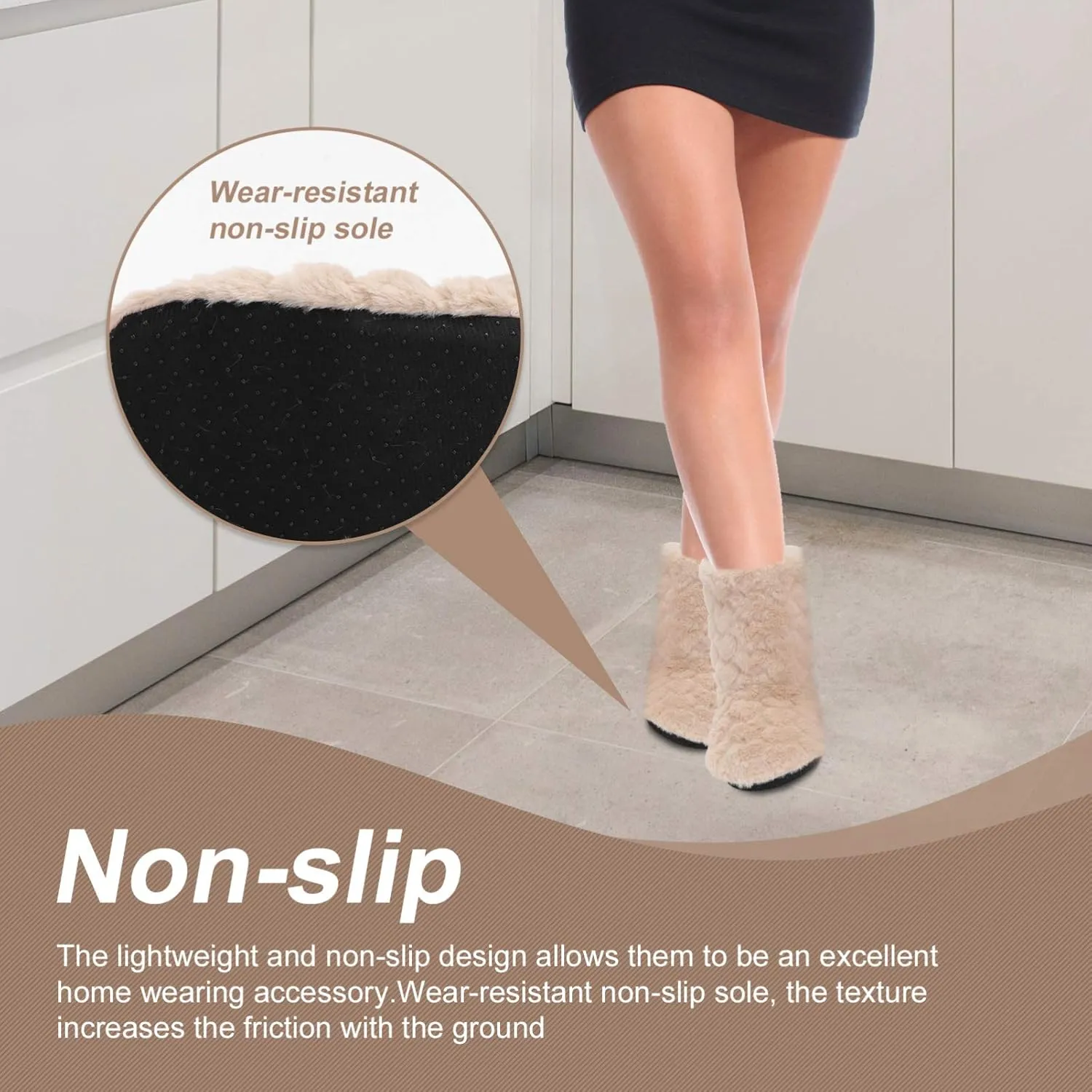 Indoor Warm Floor Footwear Thickened High Tube Floor Boots Furry House Anti- slip Slippers For Lady Women