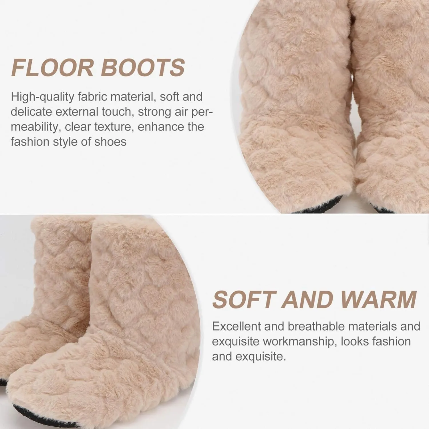 Indoor Warm Floor Footwear Thickened High Tube Floor Boots Furry House Anti- slip Slippers For Lady Women
