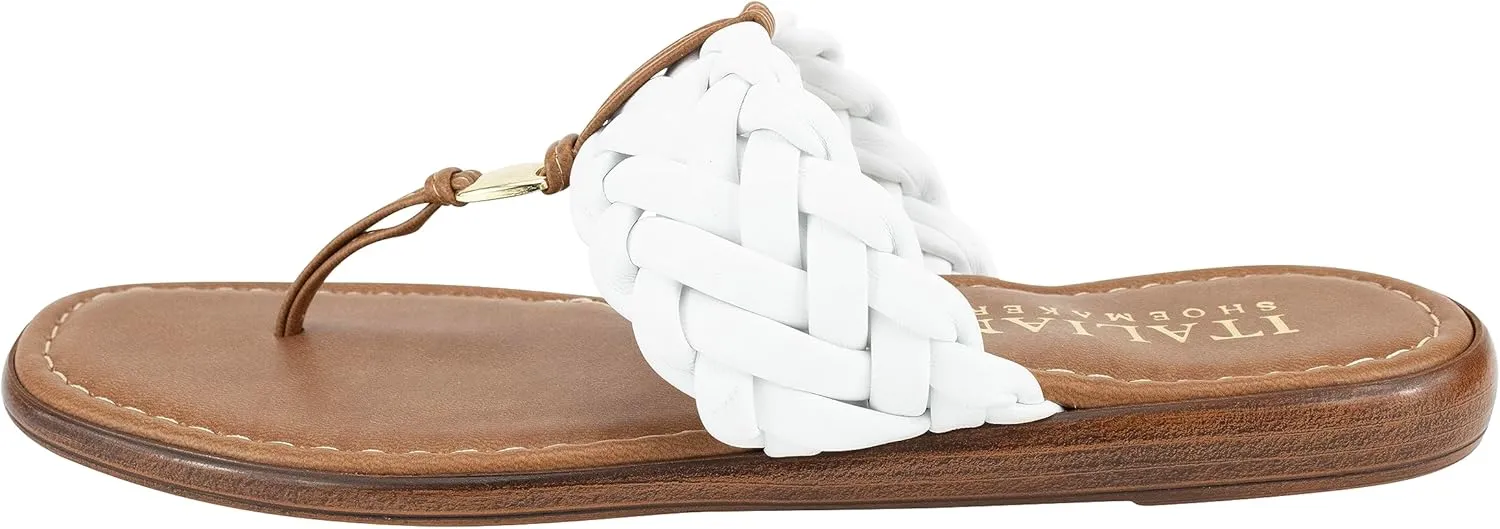 ITALIAN Shoemakers Honi Womens Braided Thong Sandals for Women with Padded Footbed, Stylish and Comfortable Handcrafted Italian Shoes