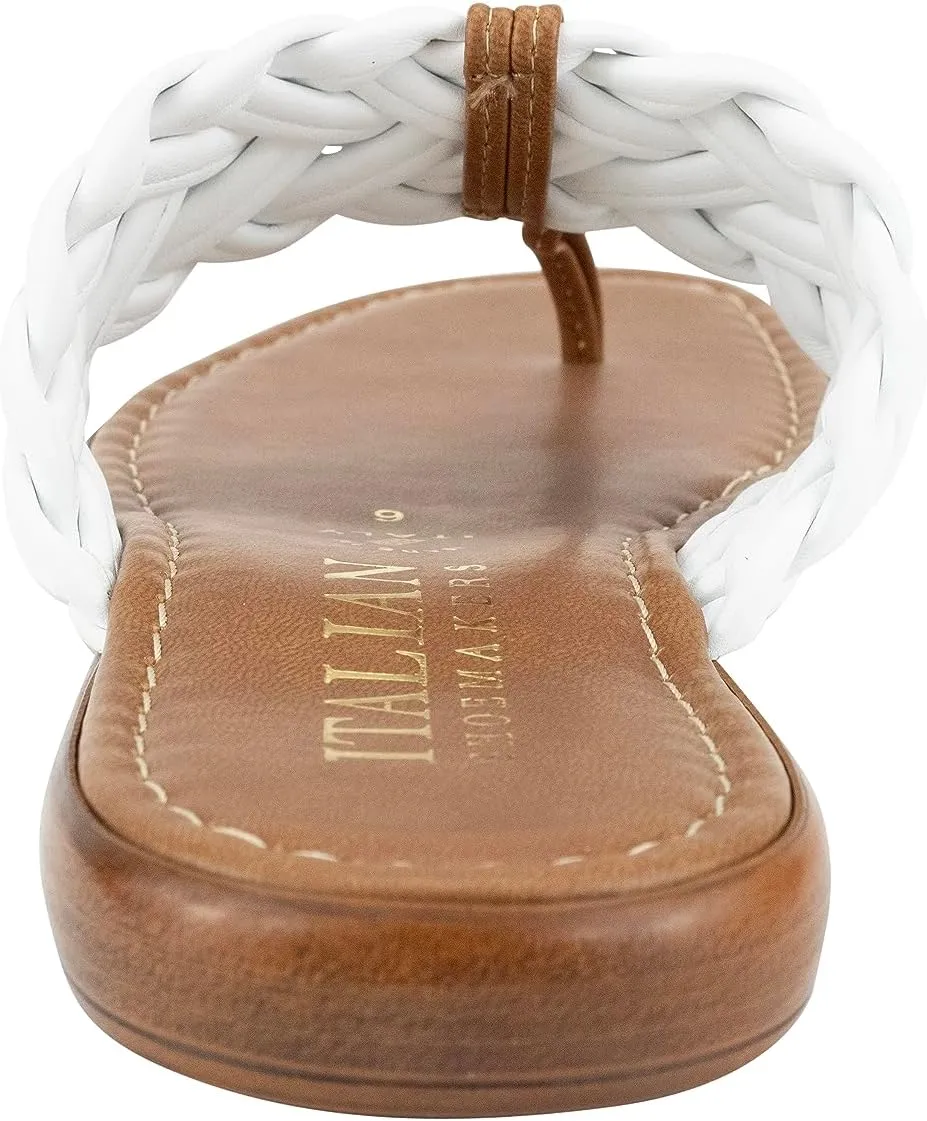ITALIAN Shoemakers Honi Womens Braided Thong Sandals for Women with Padded Footbed, Stylish and Comfortable Handcrafted Italian Shoes