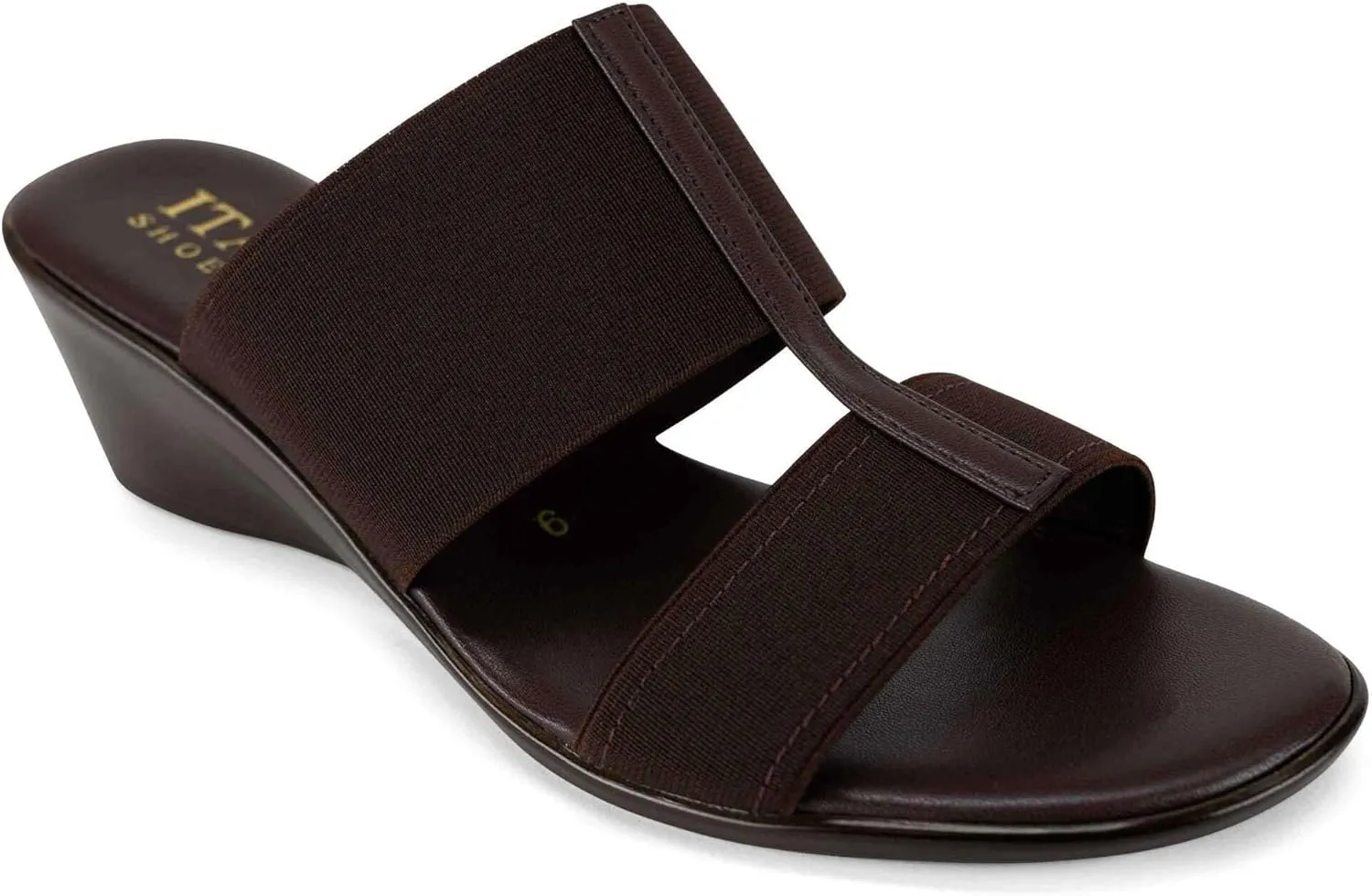 ITALIAN Shoemakers Sadey Stretch Fabric Elastic H Strap Dress Wedge Sandals for Women Tobacco 11