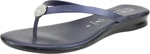 ITALIAN Shoemakers Womens Bethy Thin Strap Short Wedge Thong Ornamental Padded Sandal for Women