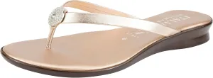 ITALIAN Shoemakers Womens Bethy Thin Strap Short Wedge Thong Ornamental Padded Sandal for Women