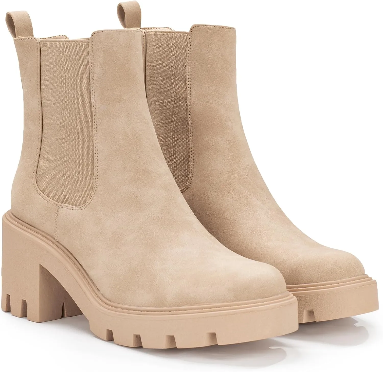 IXU 2024 Women's Chelsea Boots Chunky Boots For Women Platform Ankle Boots Pull-On Lug Sole Elastic Fall Fashion Booties Shoes