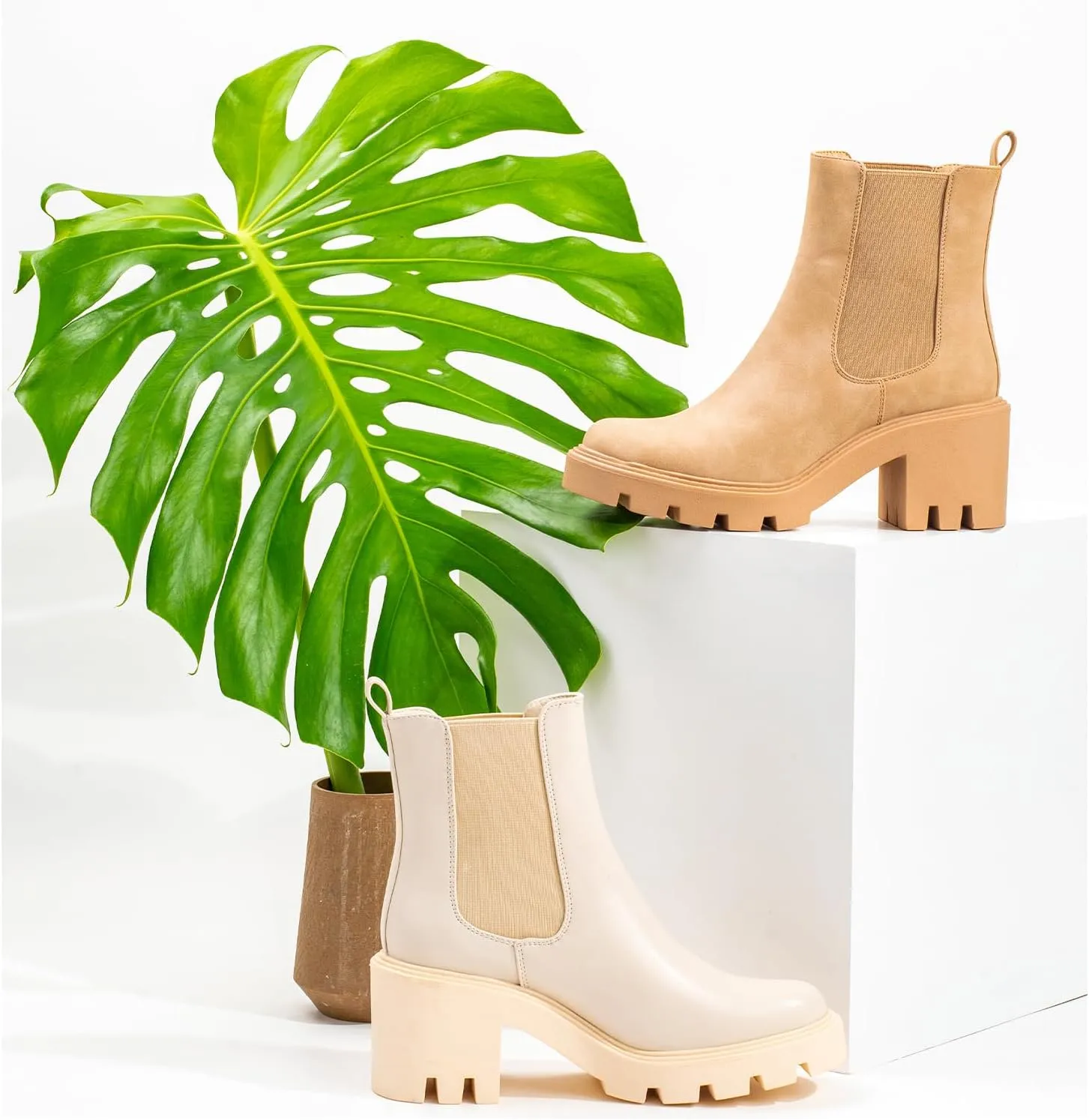 IXU 2024 Women's Chelsea Boots Chunky Boots For Women Platform Ankle Boots Pull-On Lug Sole Elastic Fall Fashion Booties Shoes